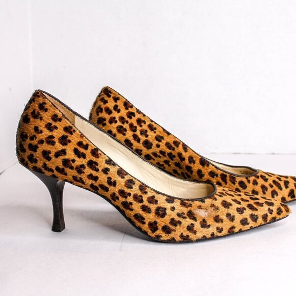Cole Haan High Heels Calf Hair Leopard Print Size 5 1/2B - Picture 3 of 6